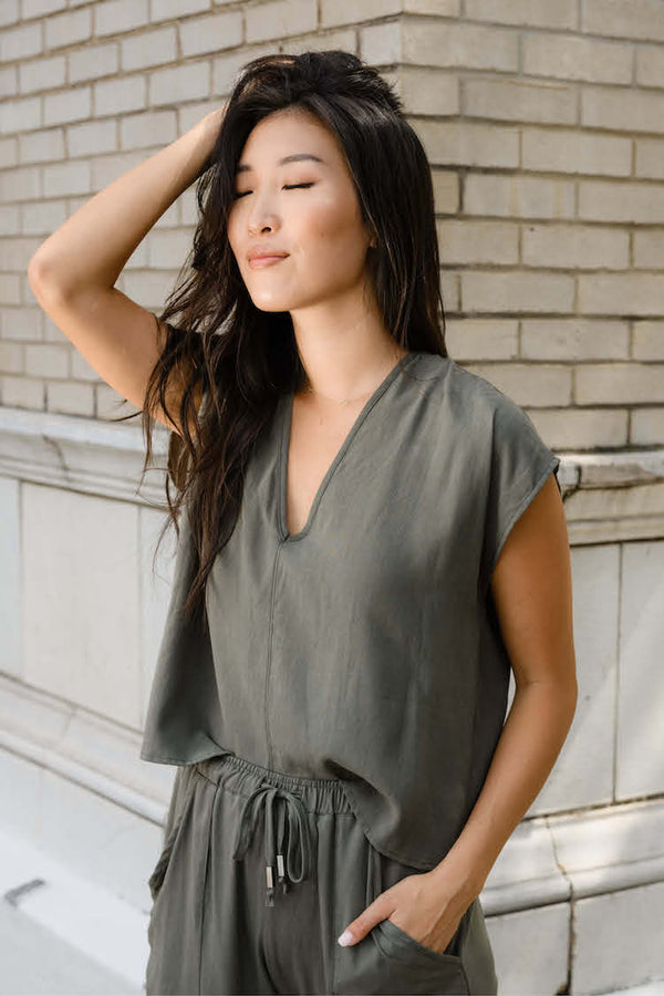Natalie Busby Box Top in Willow