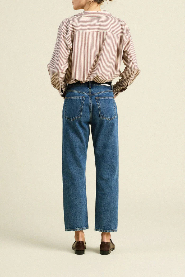 Trovata Blake Oversized Shirt in Burgundy Stripe