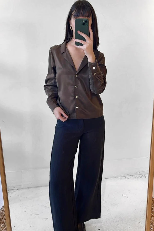 Natalie Busby Date Night Top in Silk Espresso + Nutmeg