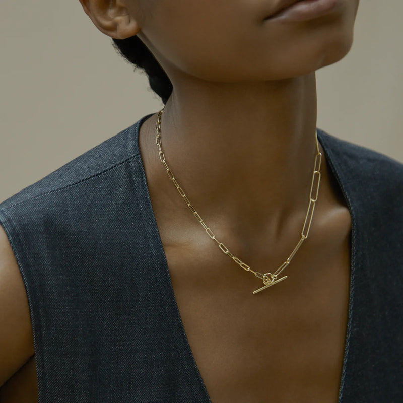 Otiumberg Two Chain Paperclip Necklace in Gold Vermeil