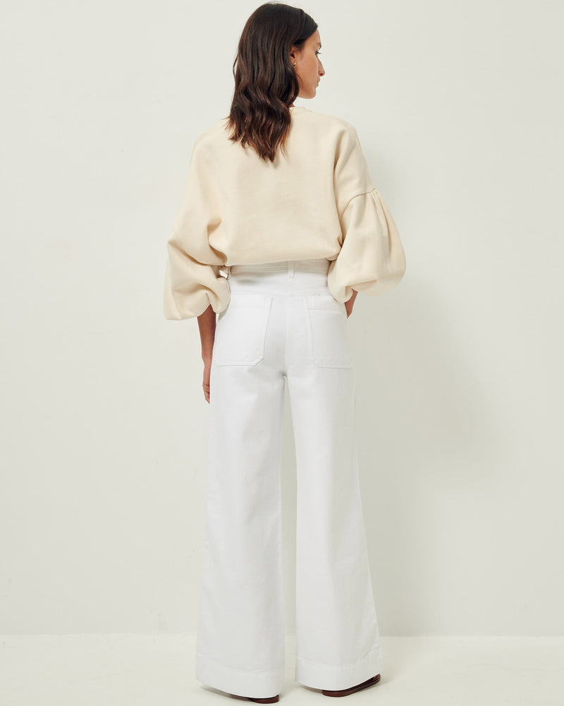 Sessun Ernest White Wide Leg Long Denim Pants