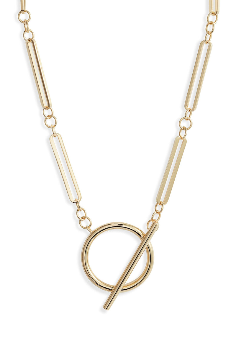 Jennifer Zeuner Geraldine Front Toggle Gold Link Necklace