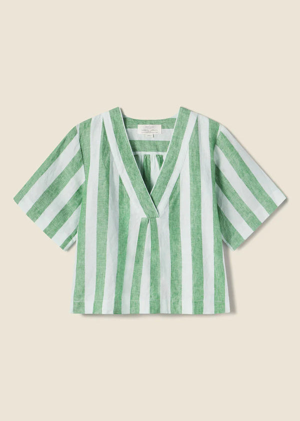Trovata Neve Shirt in Aloe Stripe Linen