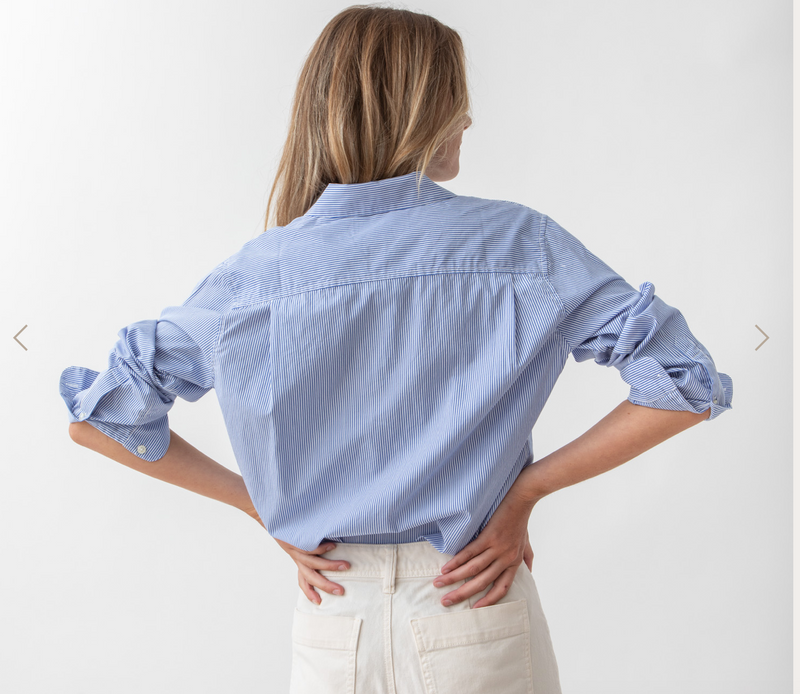 Trovata Grace Classic Shirt in Blue and White Stripes