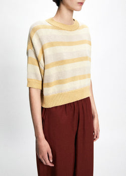 Rita Row Pattie Knit Crop Sweater in Beige Stripes
