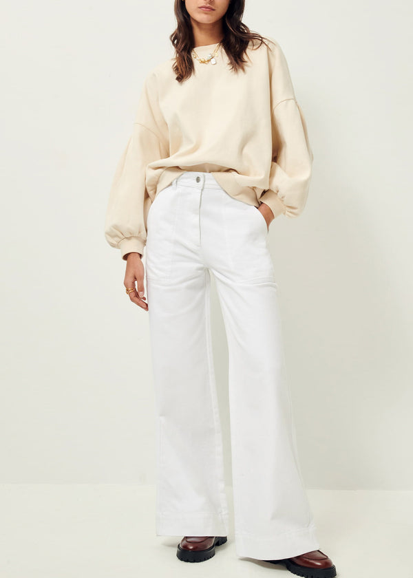 Sessun Ernest White Wide Leg Long Denim Pants