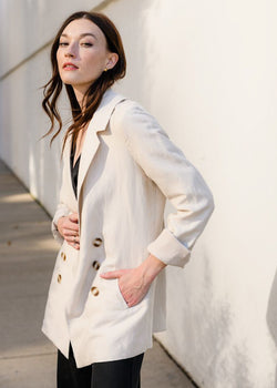 Natalie Busby Relaxed Blazer in Lyocell Linen Stone