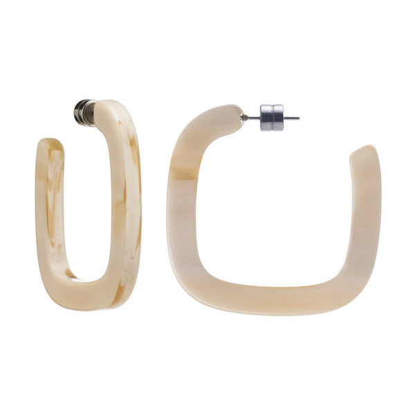 Machete Midi Square Hoops in Alabaster