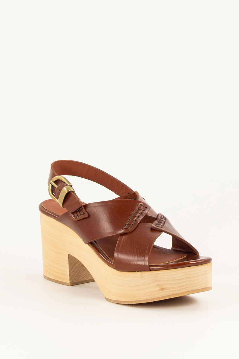 Sessun Clog Sandals Cognac Leather