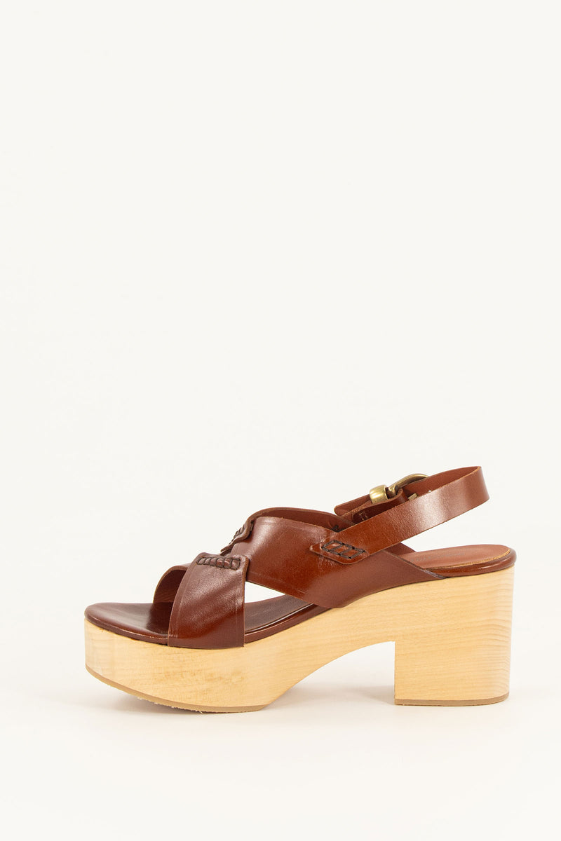 Sessun Clog Sandals Cognac Leather