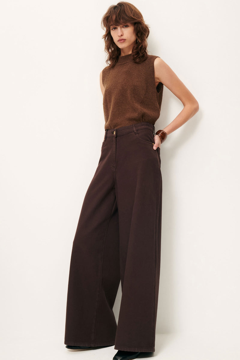 Sessun Baynino Knit Sleeveless Sweater Vest in Dark Stone