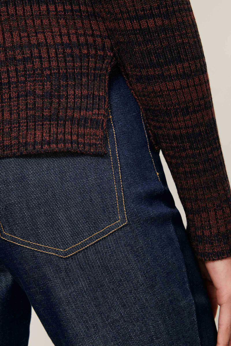 Sessun Mokashi High-neck Cardigan in Navybrown