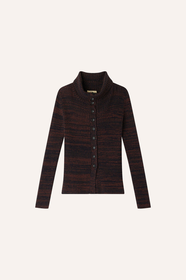 Sessun Mokashi High-neck Cardigan in Navybrown
