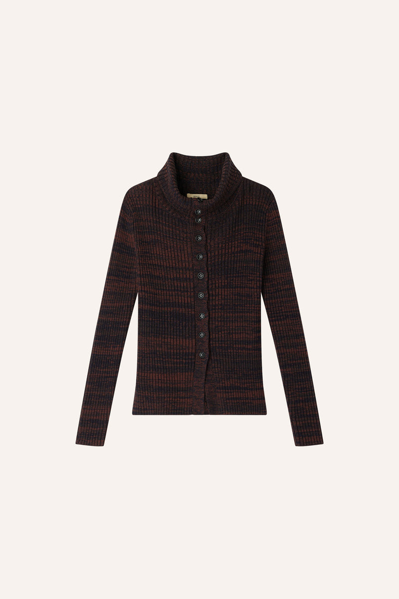 Sessun Mokashi High-neck Cardigan in Navybrown