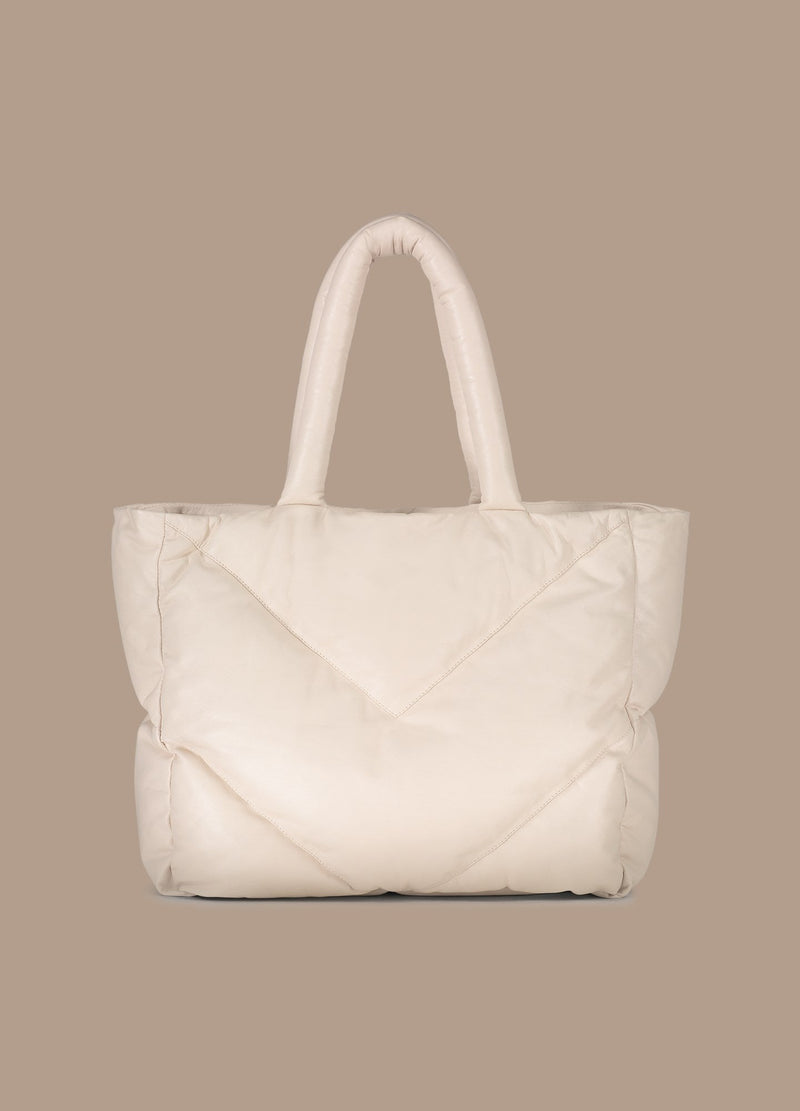 Summum Quilted Leather Puffy Shoulder Bag Cream