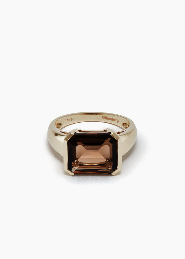 Otiumberg Smokey Quartz Domino Ring in 9kt Solid Gold