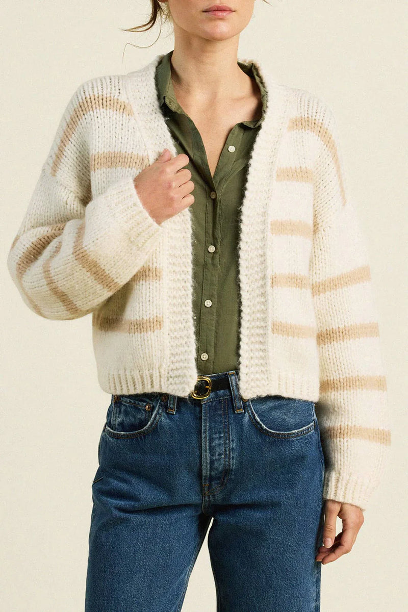 Trovata Arlowe Cardigan in Antique White Stripe