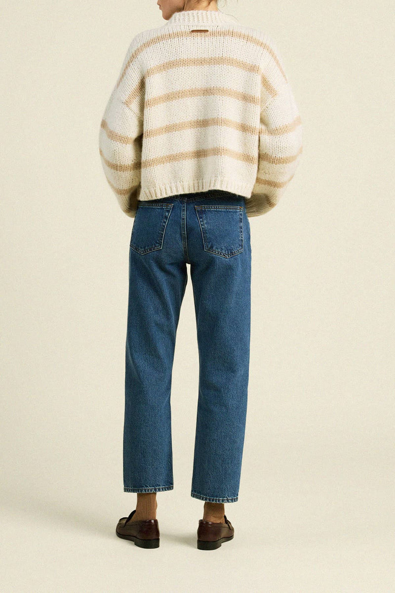 Trovata Arlowe Cardigan in Antique White Stripe