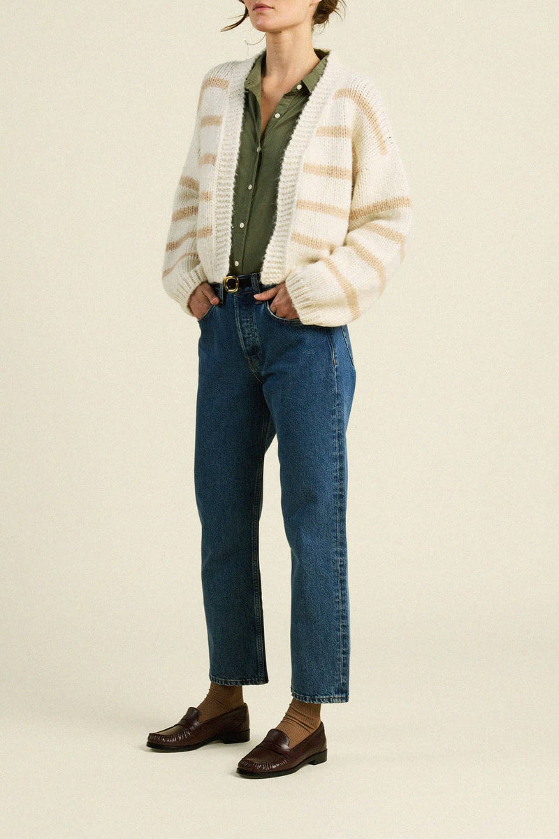 Trovata Arlowe Cardigan in Antique White Stripe