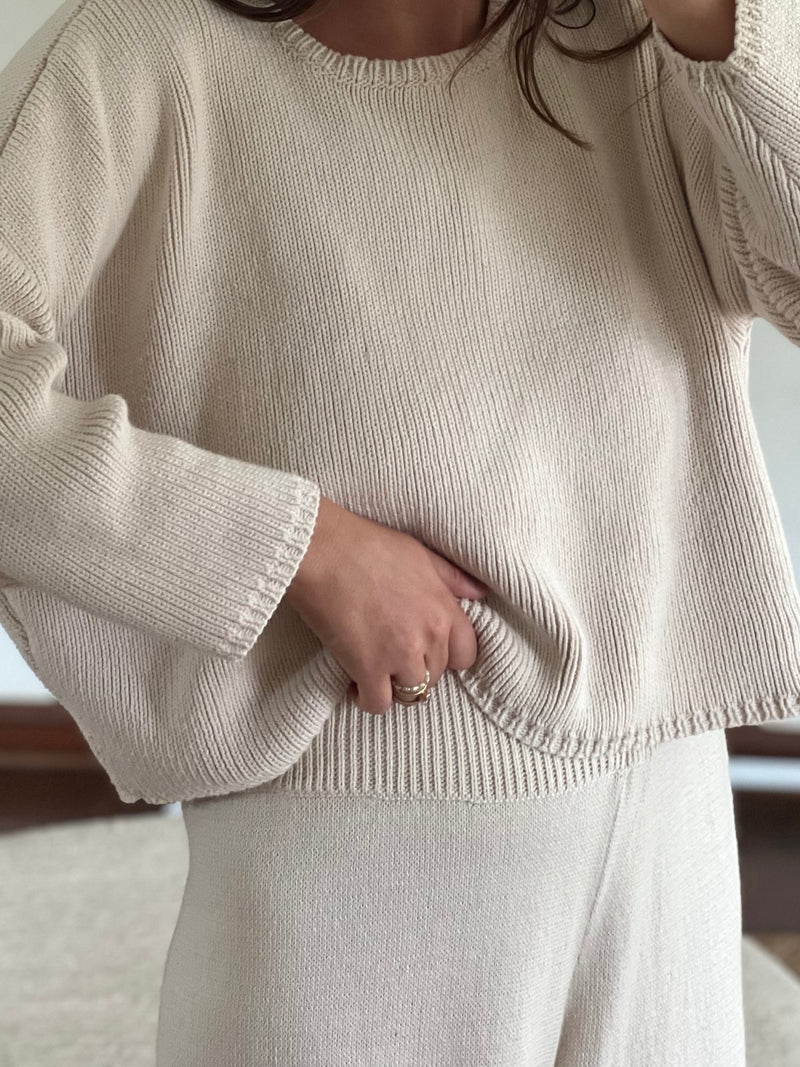 Travel Crewneck Sweater in Natural