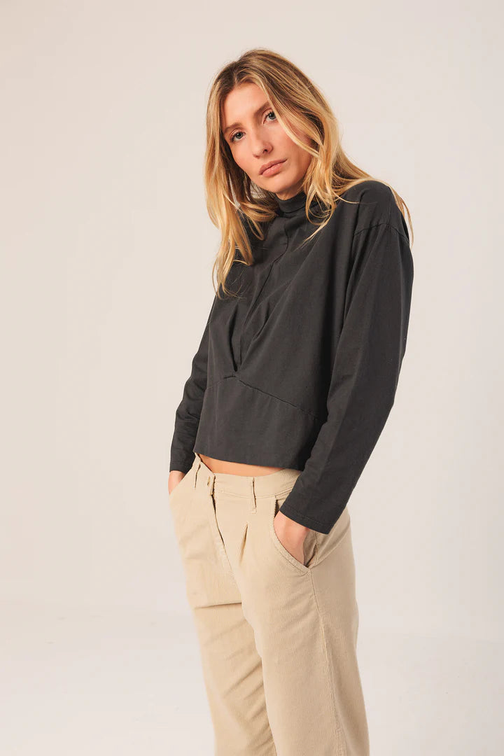 Indi & Cold Ribbed Collar Shirt in Anthracite