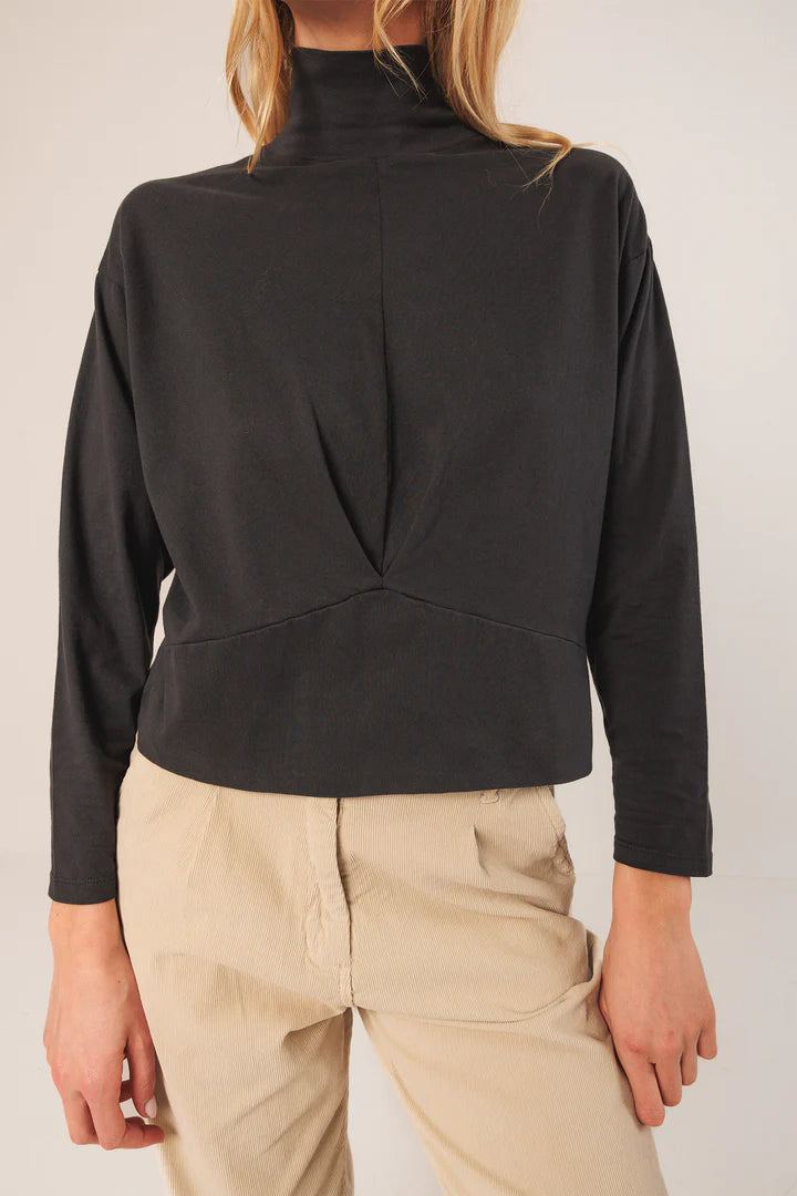 Indi & Cold Ribbed Collar Shirt in Anthracite