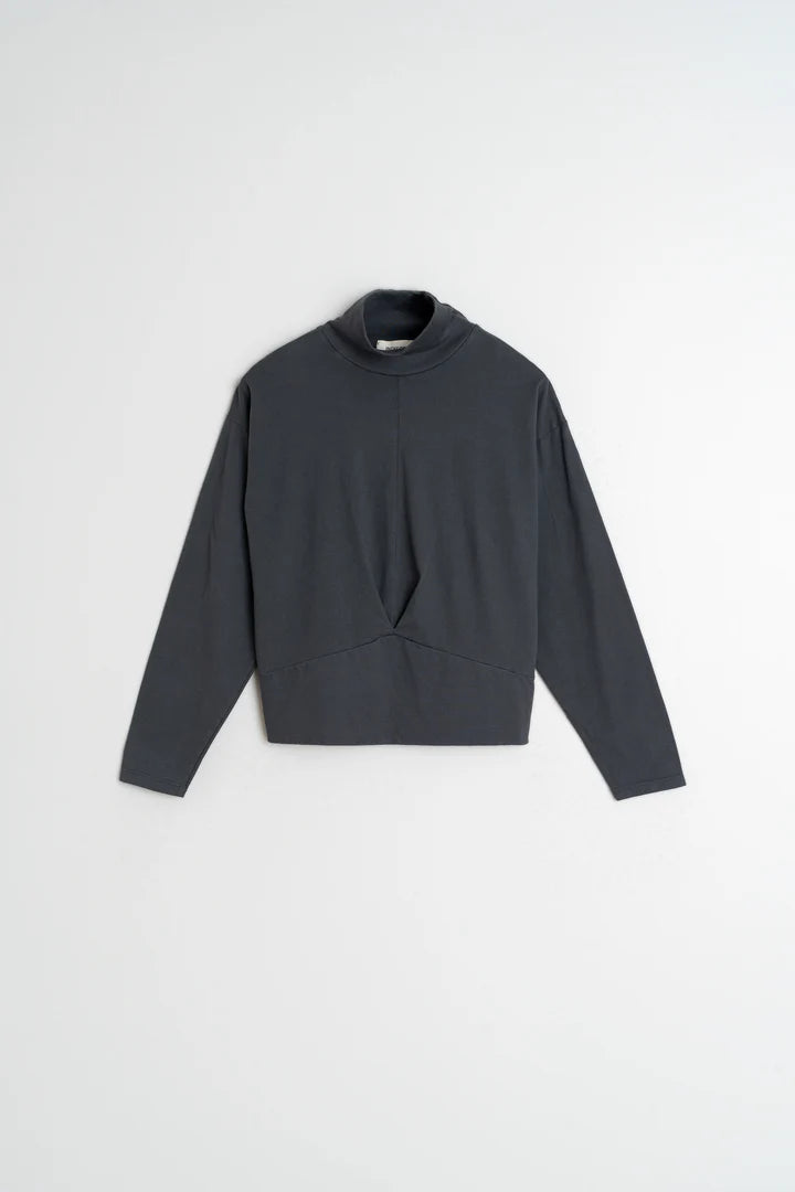 Indi & Cold Ribbed Collar Shirt in Anthracite