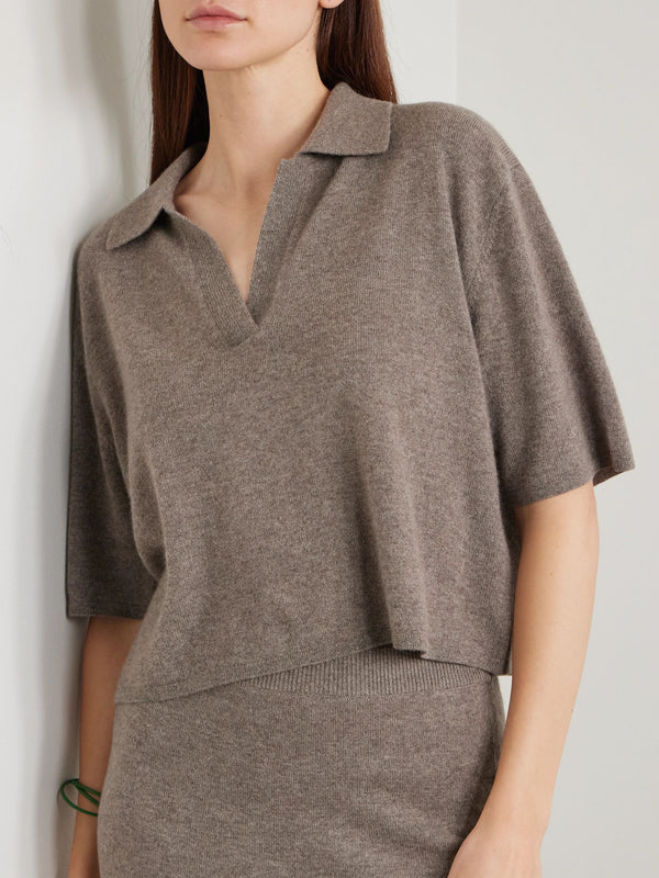 Lisa Yang Neela Collared Shirt Heathered Brown