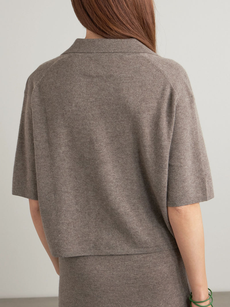 Lisa Yang Neela Collared Shirt Heathered Brown