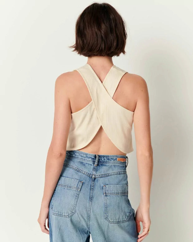 Sessun Binibeca Top in Fleur De Sel + Forest Green