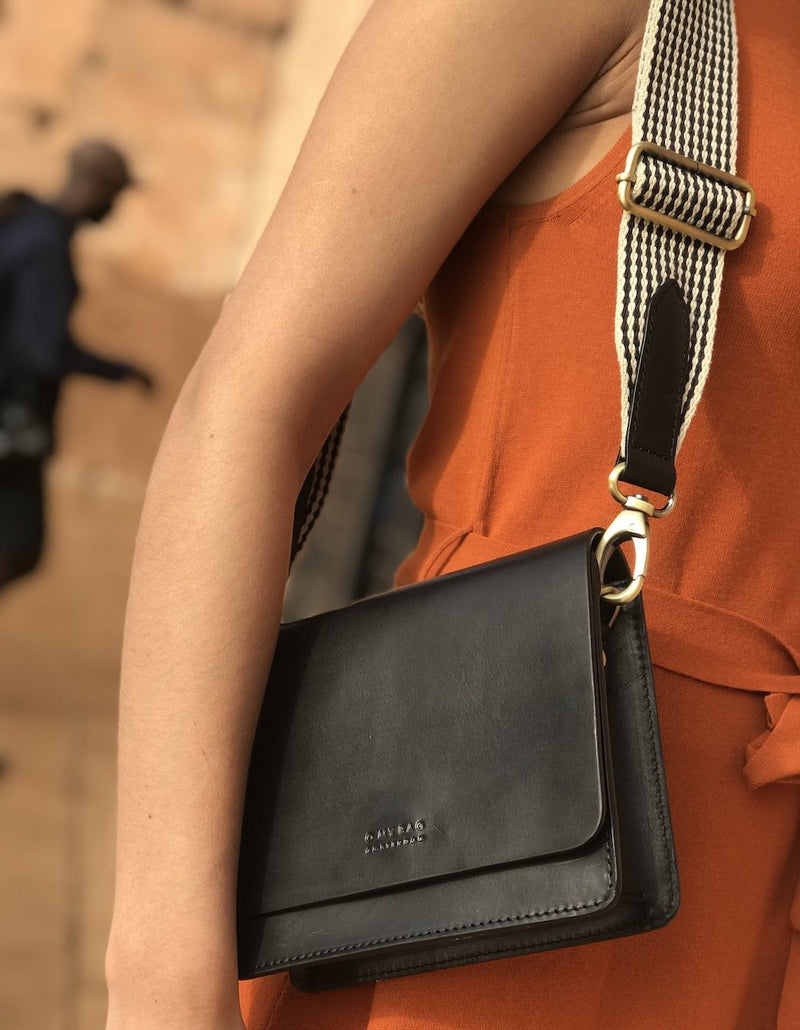 Audrey Mini Black Leather Crossbody Bag