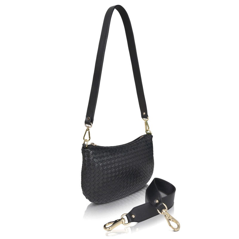 Milaner | Belinda Woven Leather Bag | Black