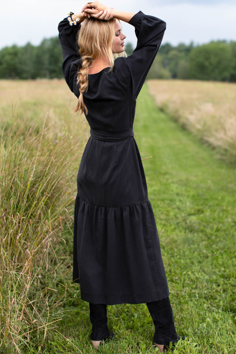 Emerson Fry Black Tencel Wrap Dress