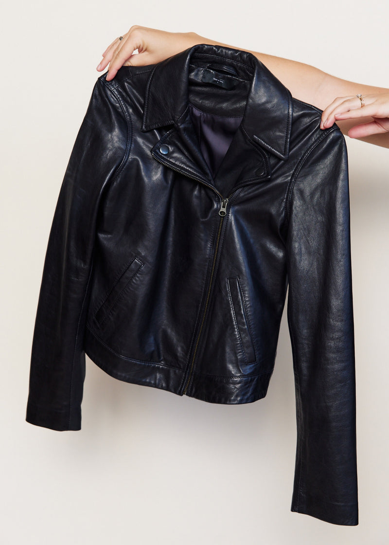 Maha Ethically Made Black Leather Moto Jacket