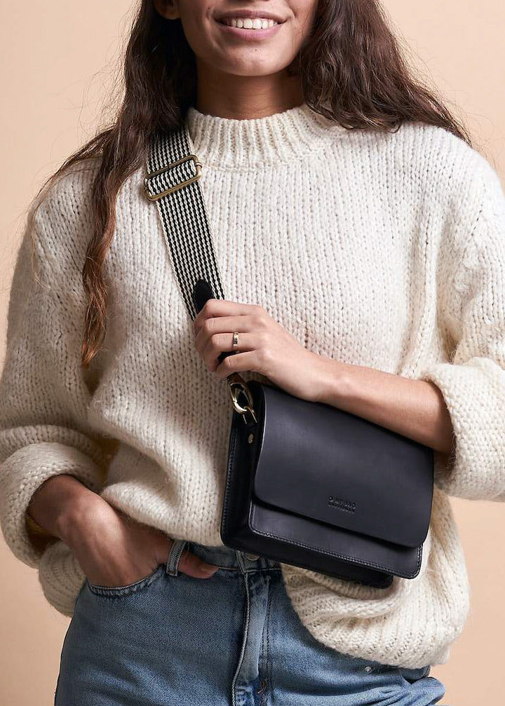 Audrey Mini Black Leather Crossbody Bag