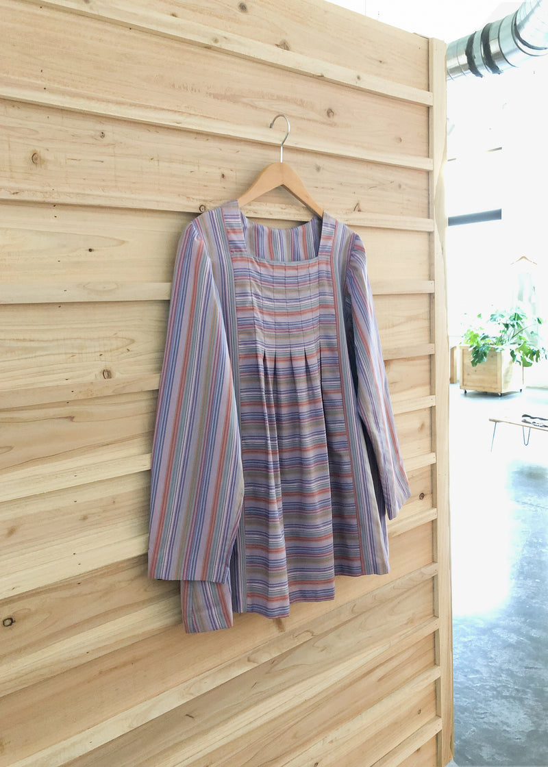 Vintage 70s Birds & Bees Stripe Peasant Top