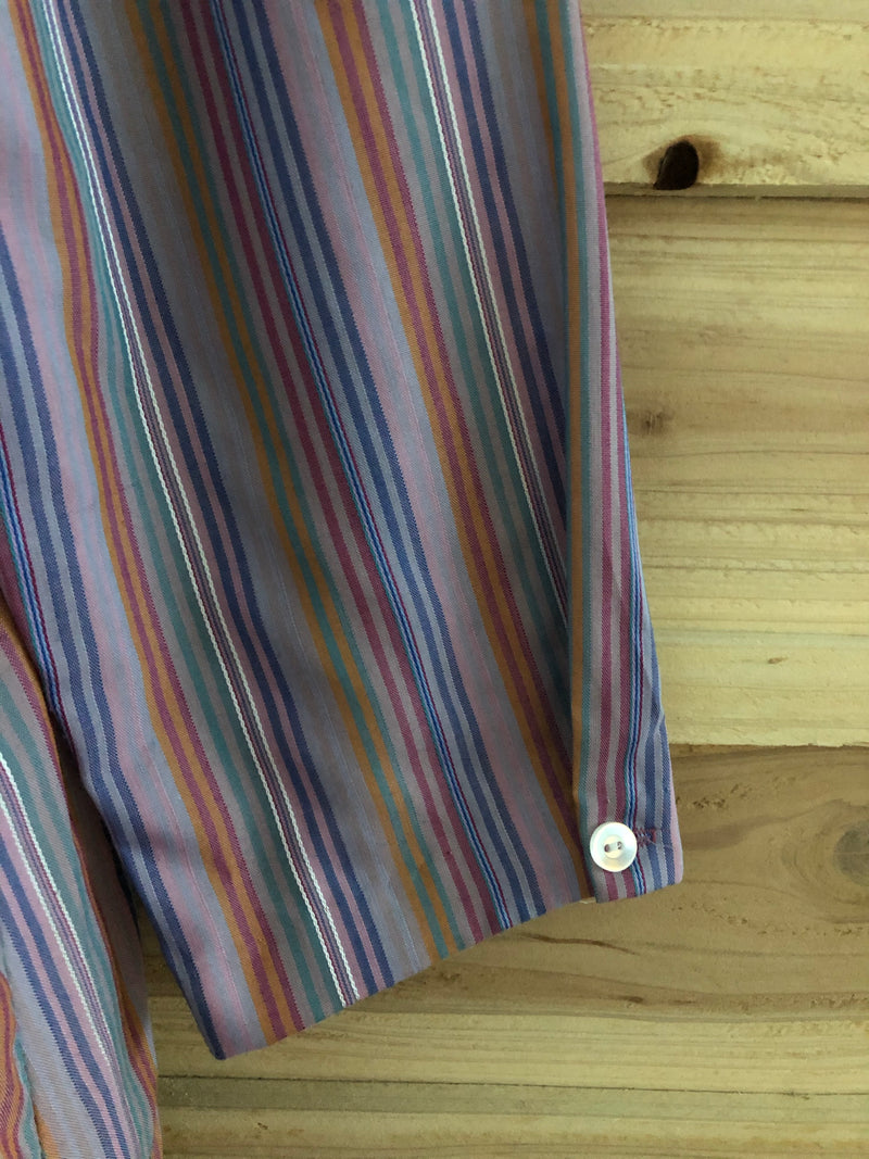 Vintage 70s Birds & Bees Stripe Peasant Top