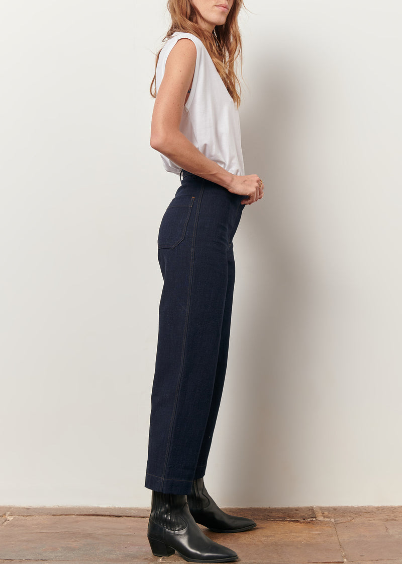 High Rise Wide Leg Denim in Dark Indigo