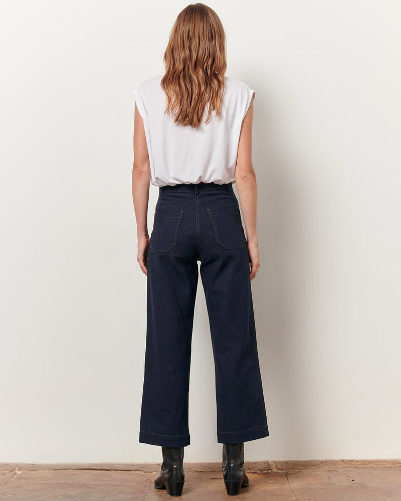 High Rise Wide Leg Denim in Dark Indigo