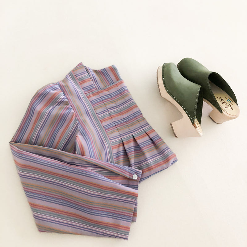 Vintage 70s Birds & Bees Stripe Peasant Top