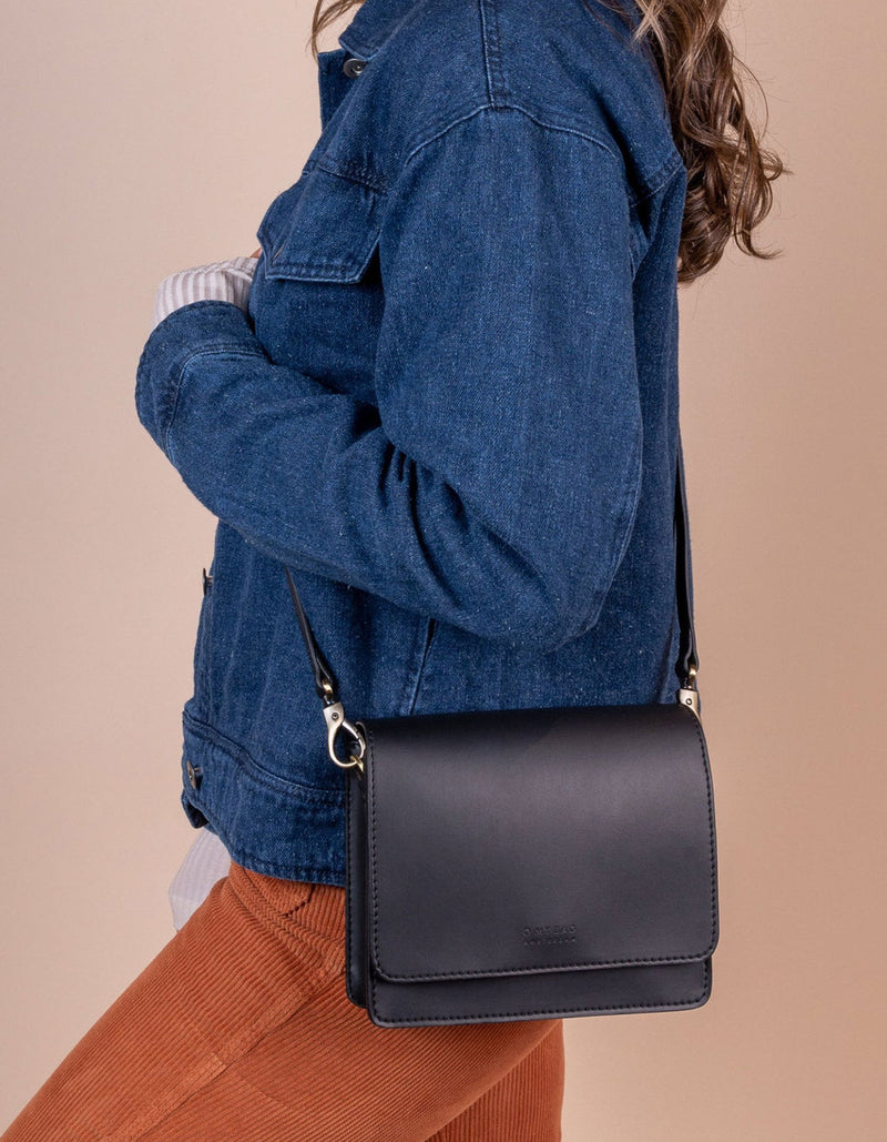 Audrey Mini Black Leather Crossbody Bag