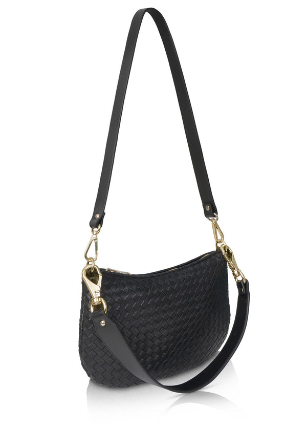 Milaner | Belinda Woven Leather Bag | Black