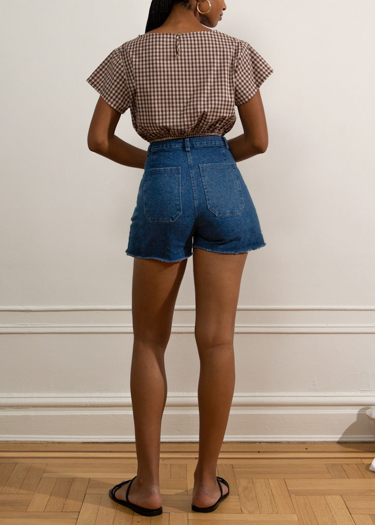 Loup Simone Washed Indigo Cut Off Shorts