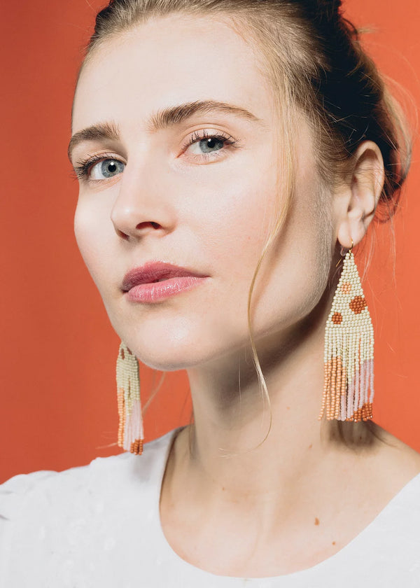 Sandalwood Glass Seed Bead Earrings