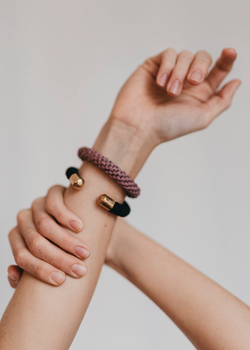 Silk Sea Rope Cuff in Buff, Black + White Tea