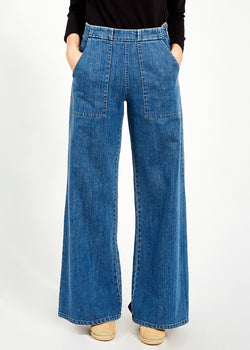 Long Sabrina Denim Jeans - Medium Washed Indigo