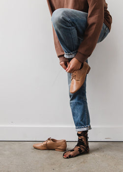 Either Or Cognac Brown Oxford Shoes