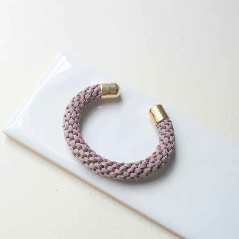Silk Sea Rope Cuff in Buff, Black + White Tea