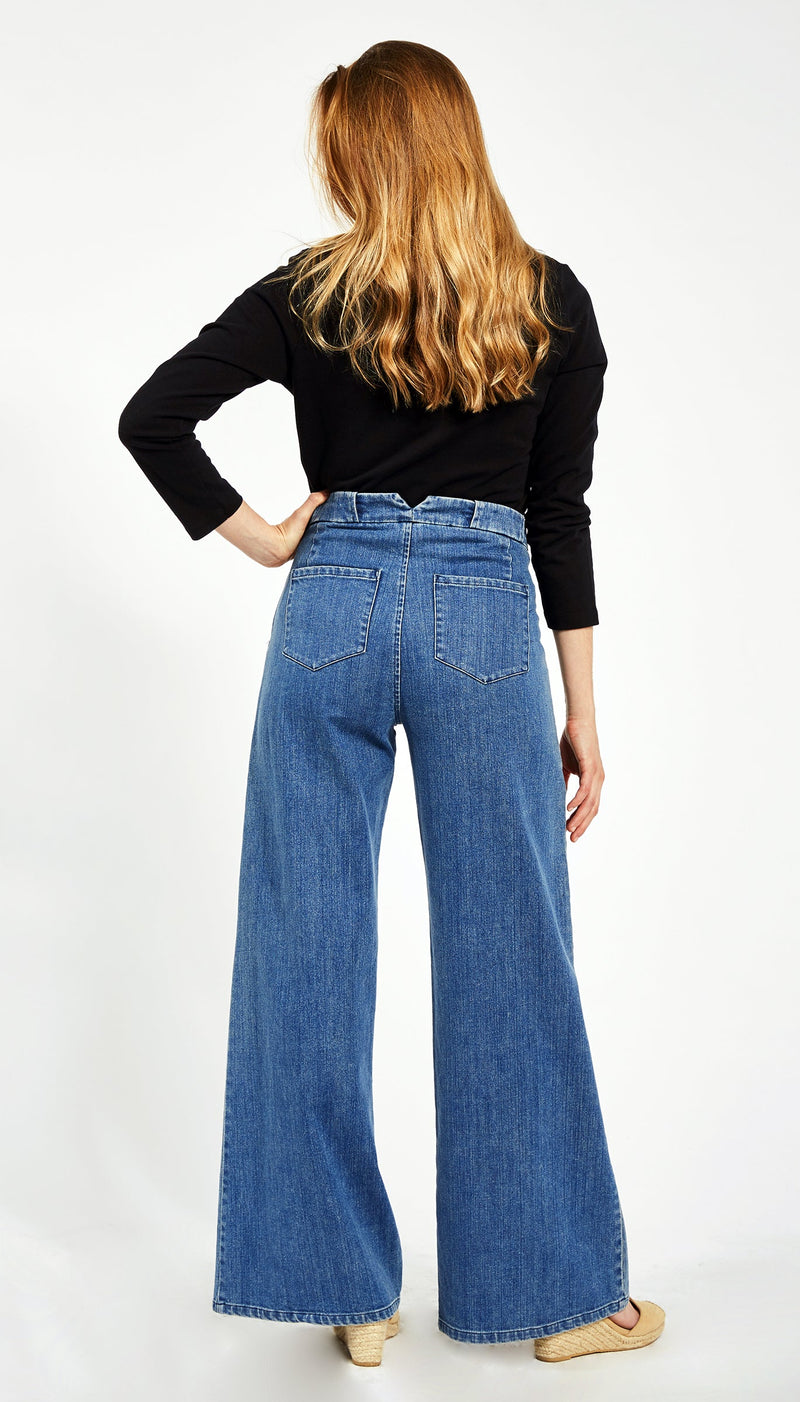 Long Sabrina Denim Jeans - Medium Washed Indigo