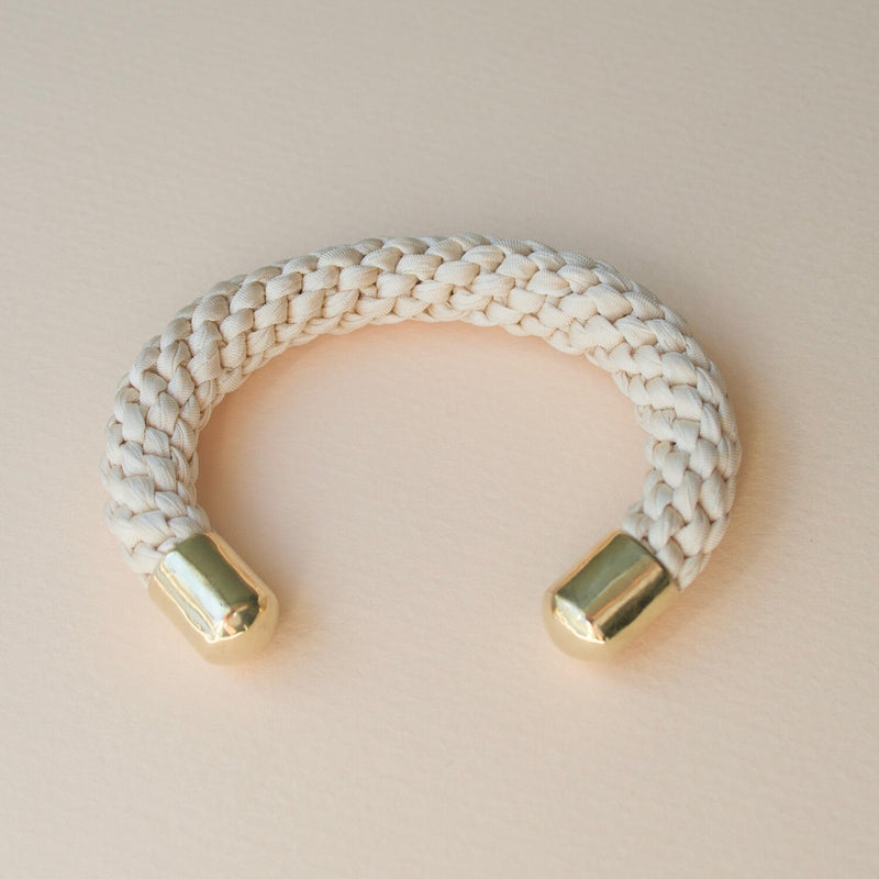 Silk Sea Rope Cuff in Buff, Black + White Tea